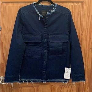 Zara Trafaluc Denim Distressed Jacket